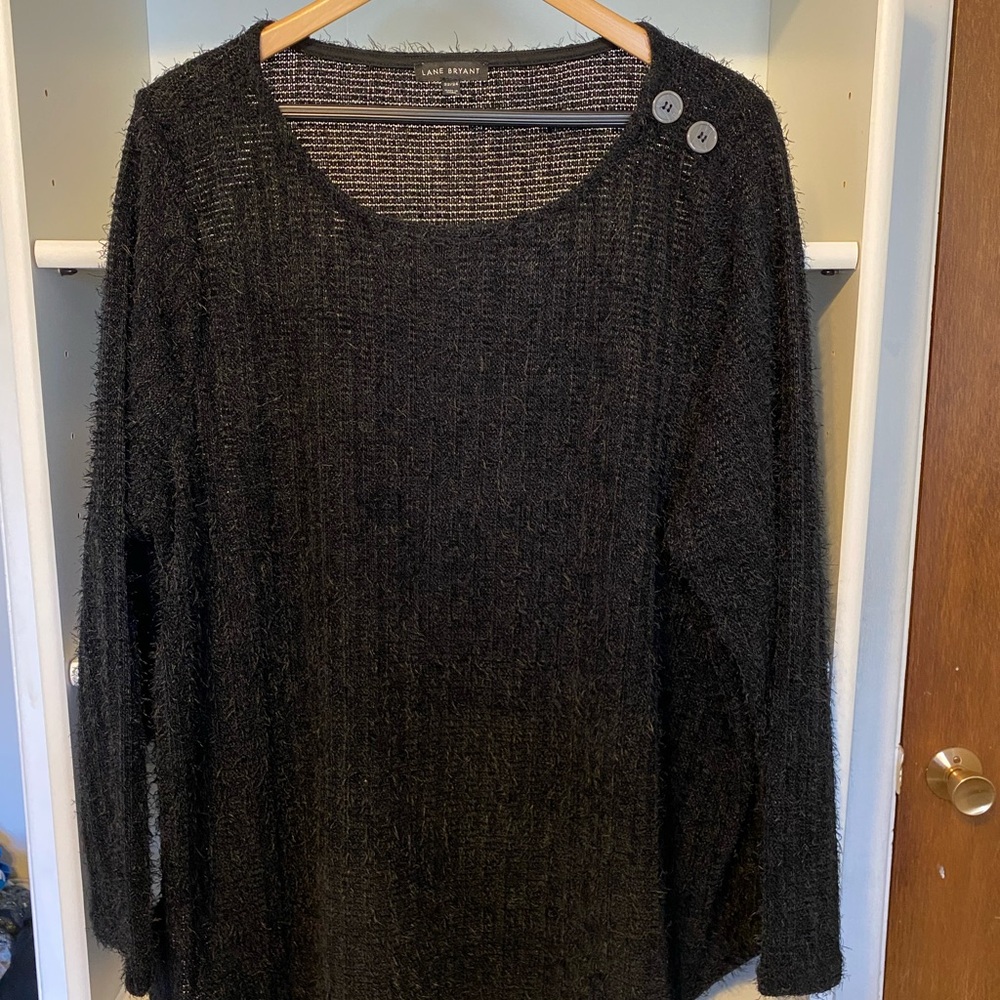 Lane Bryant Faux Mohair Black Women's Crew Neck Sweater